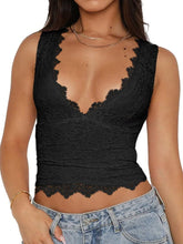 Lace V-Neck Cami Top with Scalloped Hem OutfitFlow